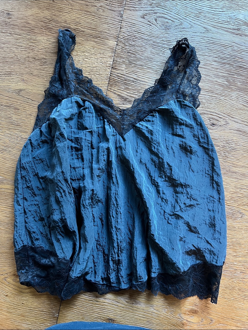 Black Lace-Trim Silky Cami